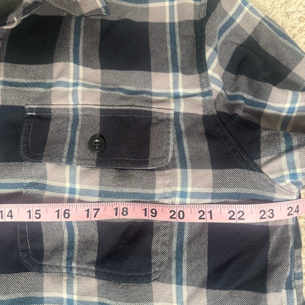 LL Bean Fleece Lined Flannel Plaid Button Up Shirt Jacket Shacket Large Tall - Picture 5 of 11
